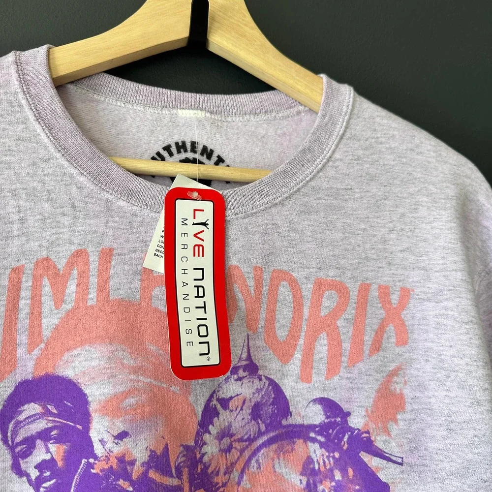 Jimi Hendrix Tie Dye Purple Crew Neck Graphic Band Sweatshirt NEW Small - Picture 4 of 7